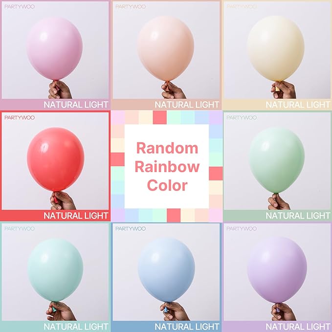 PartyWoo Pastel Balloons 101pcs 12 Inch Pastel Rainbow Latex Balloons for Baby Shower Gender Reveal Engagement Bachelorette Easter Bridal Shower Anniversary Retirement Birthday Party Decorations
