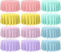 12Pcs 84 Inch Round Pastel Tablecloths, Rainbow Mix Color Plastic Tablecloth Disposable Round Table Covers for Baby Shower,Bridal,Wedding, Easter,Birthday and Ice Cream Party Decoration