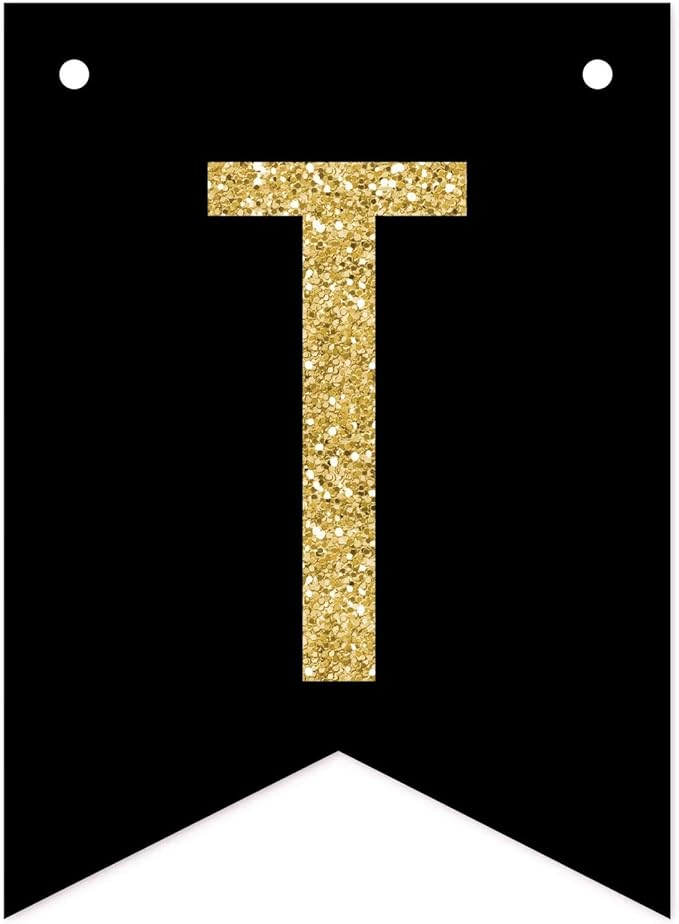 Andaz Press Faux Gold Glitter on Black Funny Retirement Party Banner Decorations, The Adventure Begins, Approx 5-Feet, 1-Set, Birthday Wedding Baby Shower Colored Hanging Pennant Decor