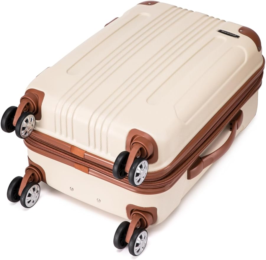Rockland London Hardside 2 Piece Spinner Wheel Luggage Set, Carry-On 20" and Tote 14", White