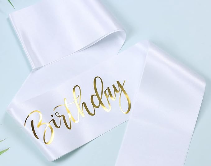 Happy 27th Birthday Sash for Women,Men,Girls and Boys,It's my 27th Birthday Sash White with Gold Foil Lettering.