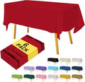 Red 6 Pack Plastic Table Cloth 54" x 108", Disposable Tablecloths Rectangle Table Cover, Plastic Table Cloths for Parties