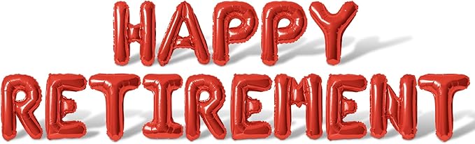 Letter Balloons - HAPPY RETIREMENT 16" Inch Alphabet Letters Foil Mylar Balloon Retirement Party Balloon Banner (Red)