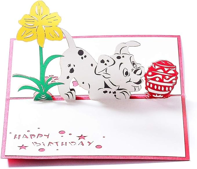 3D Birthday Pop-Up Cards- Cat, Dog, Bear, Rabbit. Cute for Girls & Boys (5 Pack)