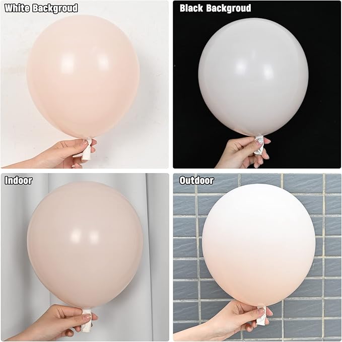 Double Stuffed Blush Balloons Cream Balloon Different Sizes 18 12 10 5inch Nude Balloon Garland Arch Pastel Pale Pink Peach Beige Latex Balloons for Birthday Decoration Wedding Bridal Bachelorette