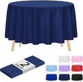 Kopokita 2 Pack Navy Blue Round Disposable Plastic Tablecloths 84 inch Party Table Covers
