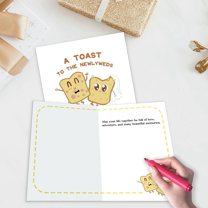 Wedding Card - Engagement Congratulation Cards - Bridal Shower Card - Funny Wedding Cards for Couple ‘A Toast to the Newly Weds’