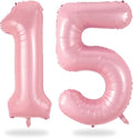 40 Inch Pink Number 15 Balloon, Giant Foil Light Pink 15 Balloons, Pastel Pink Digital 15 Balloon Helium 15 Birthday Balloon for Girls Women 15th or 51st Year Old Birthday Party Decoration Anniversary