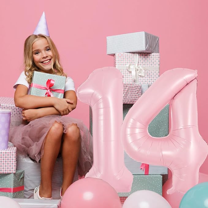 TONIFUL 40 Inch Pastel Pink Number 4 Balloon Balloon Big Pink Digital 4 Balloon for Girl's Birthday Party Wedding Bridal Shower Engagement Anniversary Photo Shoot Supplies