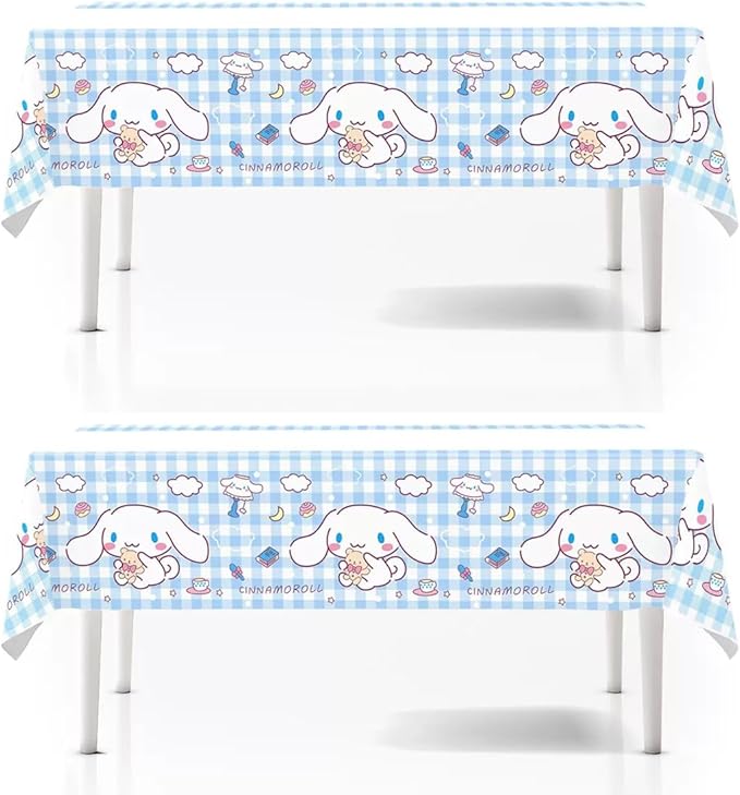 2pcs Pink Cat Tablecloth Cute Anime Themed Party Supplies Tablecover Perfect for Birthday Celebration and Party Decorations (70x42.9 inch) (Plaid Dog)