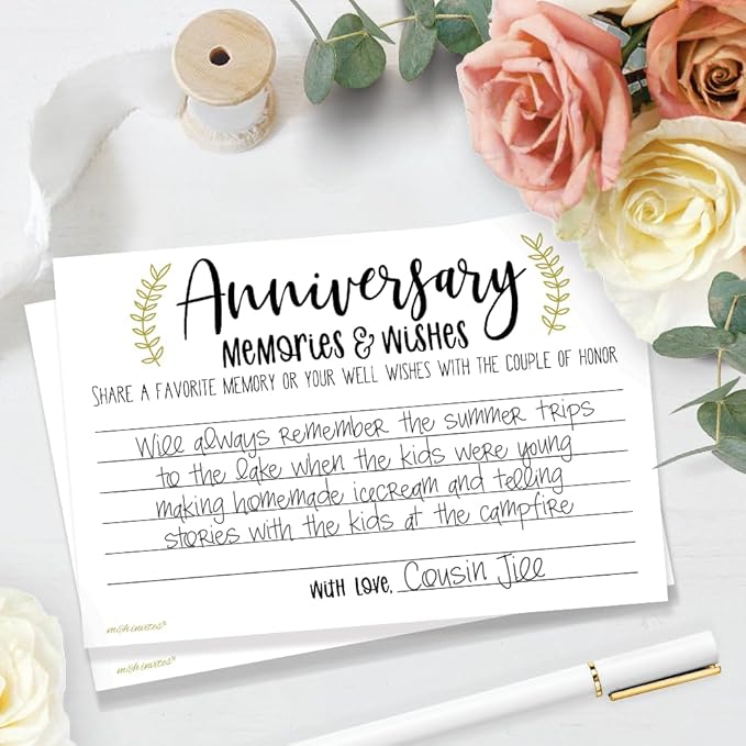 m&h invites Laurel Anniversary Memories and Wishes Cards (50 Count)