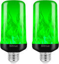 Bitrue LED Flame Light Bulbs, 4 Modes Green Flame Effect Bulbs, E26 Base Fire Light Bulb with Gravity Sensor, Flickering Light Bulbs for Halloween Home Decor(Green 2 Pack)
