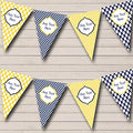 Yellow and Navy Nautical Sailing Beach Seaside Themed Personalized Birthday Party Bunting - Hanging Party Decoration - Birthday Party Banner Garland | Decorative Party Supplies