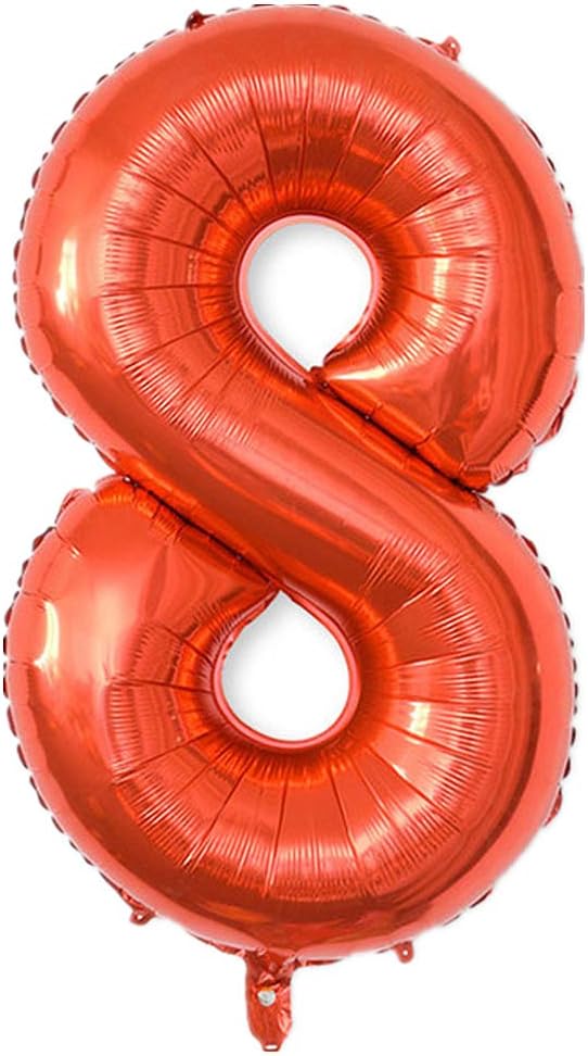 YPSelected 32 Inch Large Foil Helium Number Balloon Birthday Wedding Party 0-9 (Red, 8)