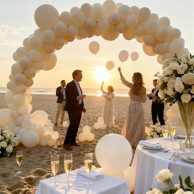 400 Pcs Sand White Balloons 12 Inch Sand White Cream Beige Bulk Latex Balloon for Birthday Wedding Bridal Shower Gender Reveal Party Decorations