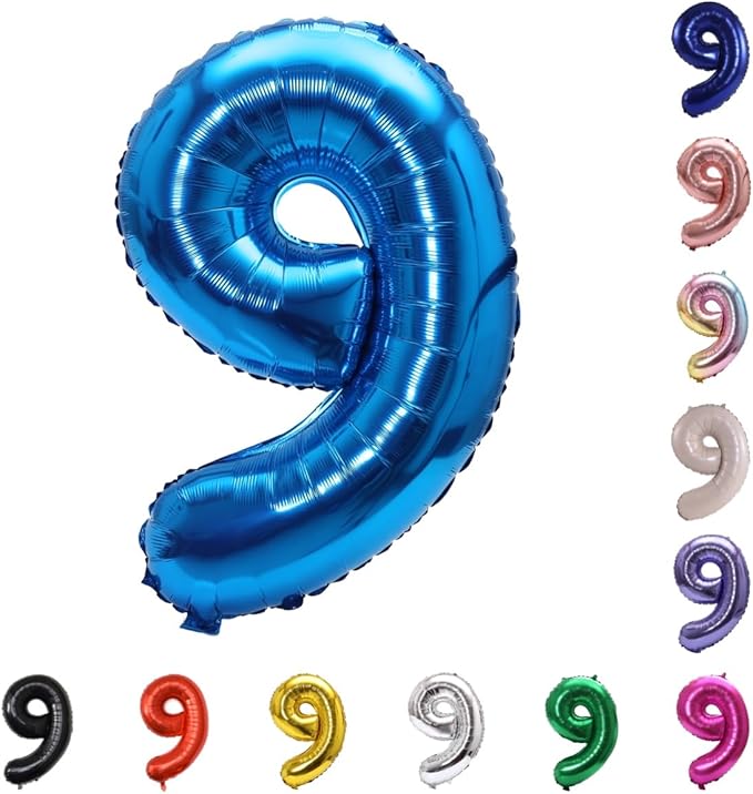 YPSelected 32 Inch Large Foil Helium Number Balloon Birthday Wedding Party 0-9 (Blue, 9)