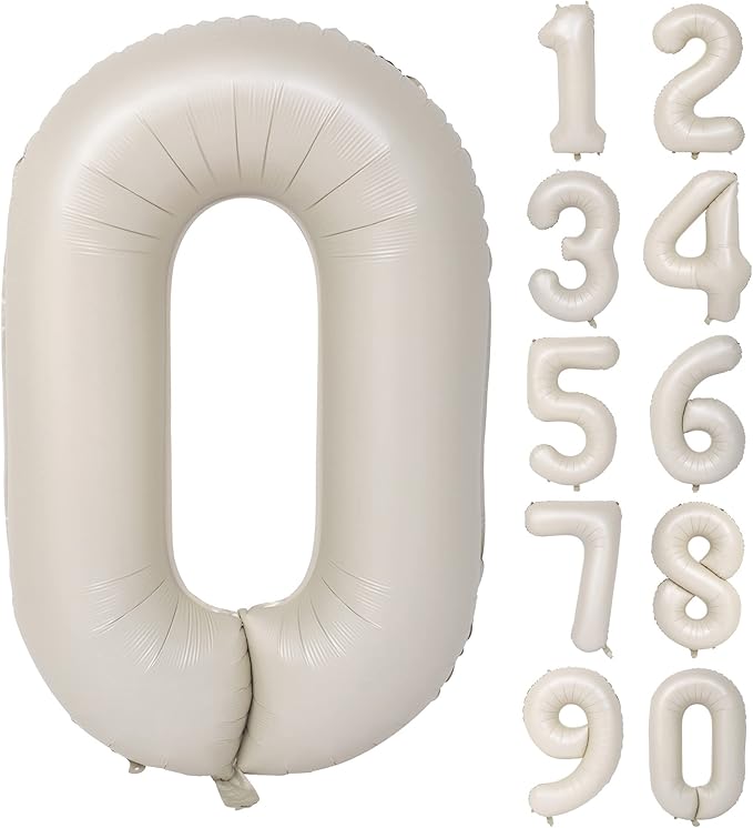 40 In Cream white Number Balloons Helium Foil Mylar Balloon Birthday Party banquet Decoration Digital 0