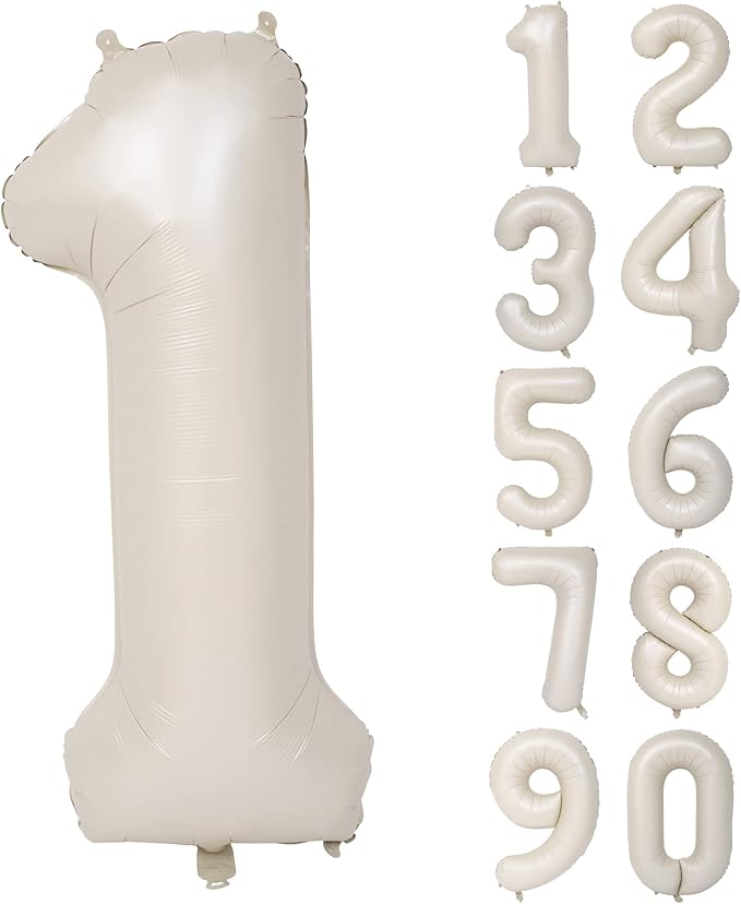 40 In Cream white Number Balloons Helium Foil Mylar Balloon Birthday Party banquet Decoration Digital 1