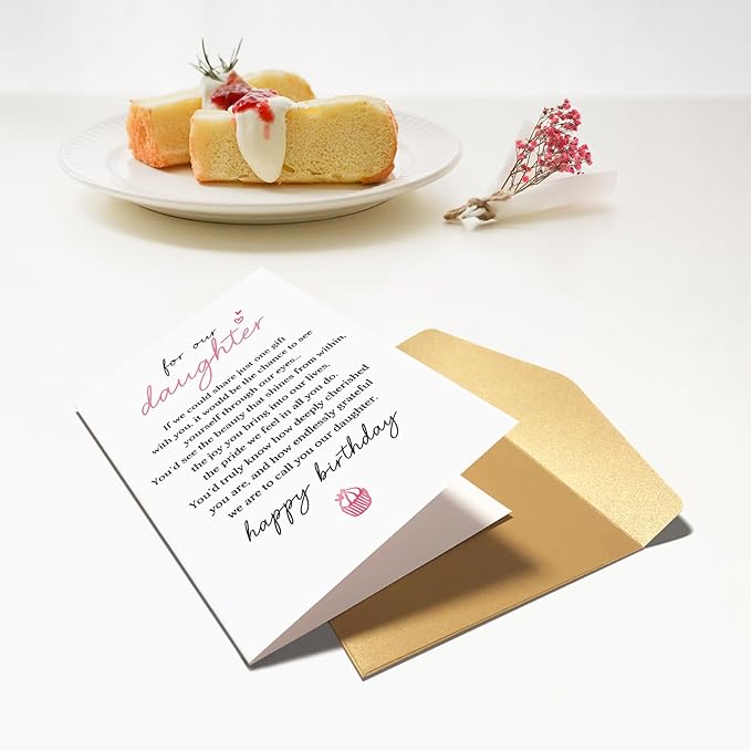 Chenive Daughter Birthday Card from Mom and Dad, Heartfelt Birthday Card for Adult Daughter, Sentimental Poem Daughter Birthday Card from Parents, Happy Birthday Card for Our Daughter