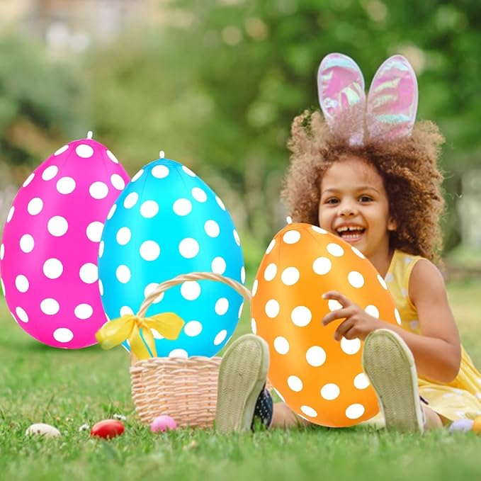 6 Pcs Easter Inflatables Eggs Outdoor Decorations Easter Inflatables Outdoor Decorations, Hanging Inflatables Holiday Party Decor Kit