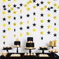 Black Gold Shining Star Hanging Garland Black Gold Hanging Sparkling Star Streamer Glitter Bunting Banner Twinkle Backdrop for Wedding Baby Shower Birthday Decorations 40 Feet