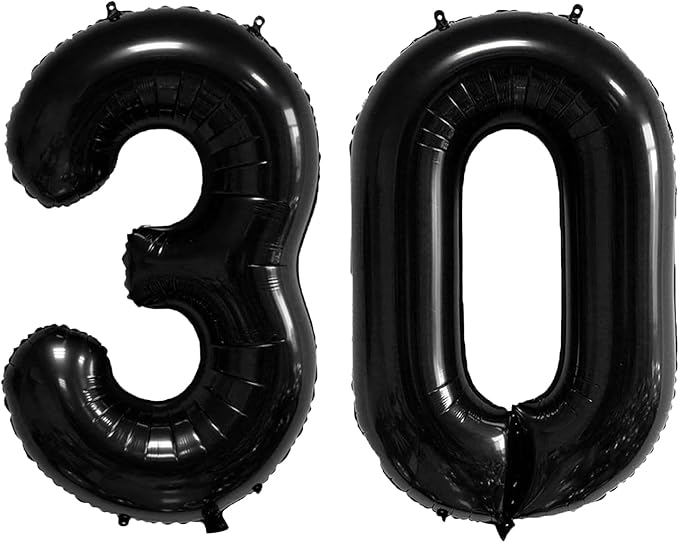 40 Inch Number Balloons 30 Black Big Giant Jumbo Number Foil Mylar Balloons for 30th Birthday Party Supplies Anniversary Events Decorations (black-30)
