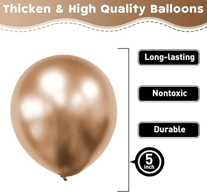 Champagne Gold Balloons 60pcs 5inch Small Metallic Champagne Latex Balloon for Balloon Garland Arch Chrome Champagne Balloons 5'' Round Mini Birthday Party Decoration DIY Engagement Anniversary