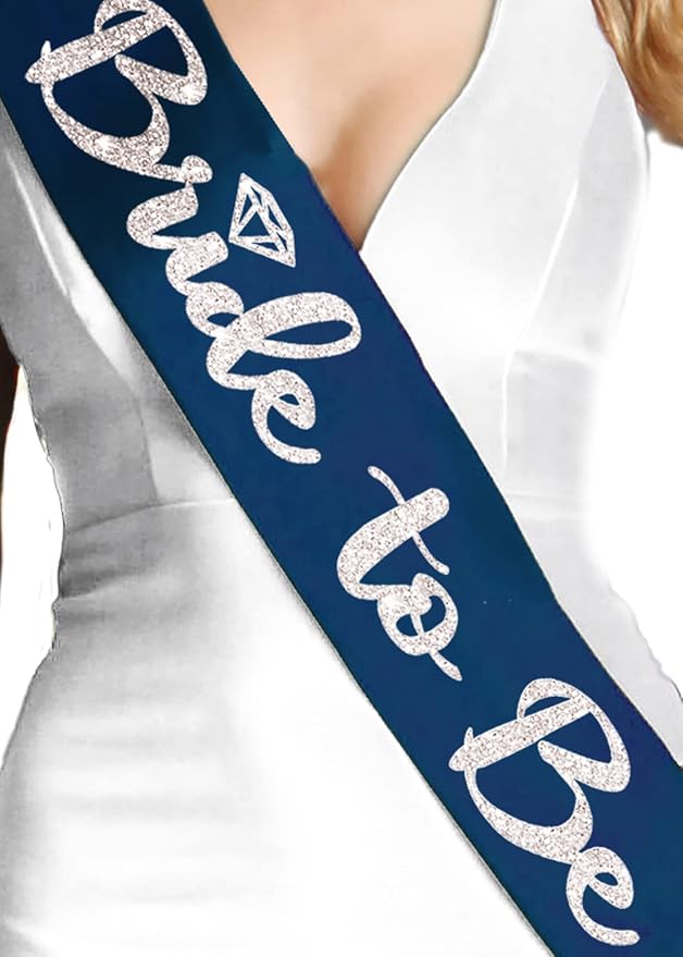 RhinestoneSash Something Blue for Bride - Navy Bridal Party Sash - Denim and Diamonds Bachelorette Party