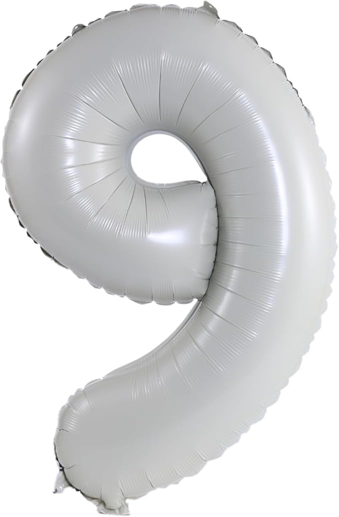 YPSelected 32 Inch Large Foil Helium Number Balloon Birthday Wedding Party 0-9 (Ivory, 9)