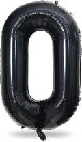 Black Number 0 Balloon for Girls Boys, 40 Inch Large Number 0-9 Foil Mylar Helium Digital Balloons Set for Women Men Birthday Graduation Anniversary New Year Eve Party Decorations Celebration Supplies