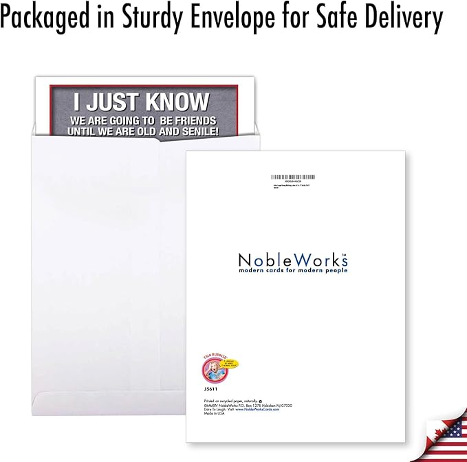 NobleWorks - 1 Extra Large Funny Birthday Card, Old Friends New Featuring Vintage Photo Cover, B-day Gift w/Greetings and Wishes for Him or Her with Envelope (Big Version: 8.5 x 11 Inch) J5611