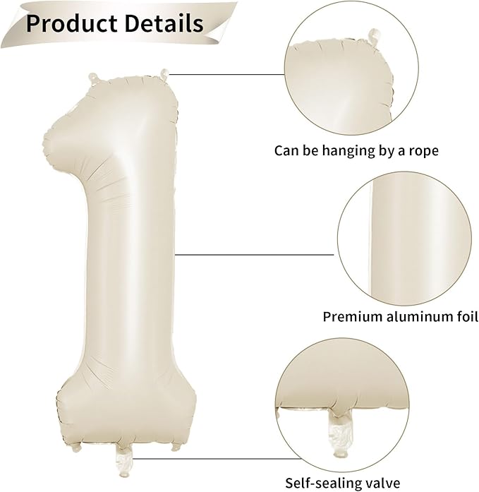Biapian 40 Inch Cream Number 15 Balloon, 15th Birthday Balloons, Big Digital 15 or 51 Beige White Giant 15 Foil Balloon Helium for 51st 15th Birthday Decorations Anniversary Baby Shower Party Supplies