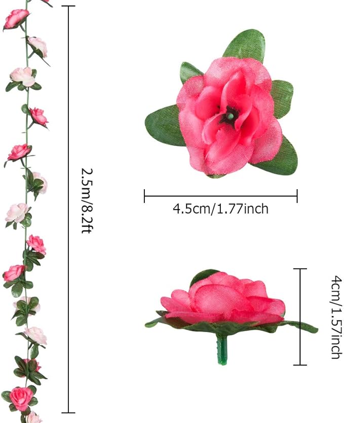 Miracliy 8 Pack 65 FT Flower Garland Decorations Plastic Artificial Flowers for Wedding Decoration Photo Booth Backdrop