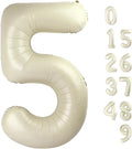 Balloon Numbers 40 Inch 5 Ballon for 5th Birthday Decorations, 15 25 35 50 Big Cream White Number Balloons for Wedding Photo Shoot Party Decor