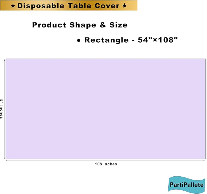 3-Pack Premium Plastic Lavender Tablecloth Disposable 54" x 108" Rectangle Lilac Table Cover Party Mauve PEVA Table Cloths for Parties Birthday Wedding Engagement,Light Purple