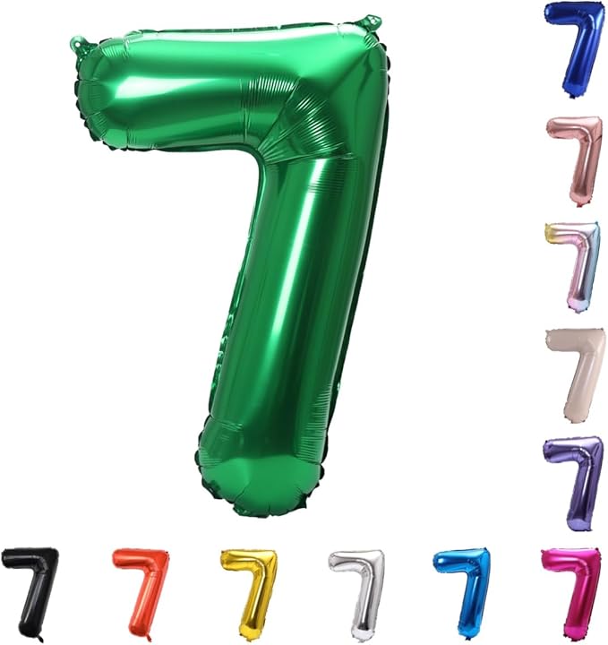 YPSelected 32 Inch Large Foil Helium Number Balloon Birthday Wedding Party 0-9 (Green, 7)