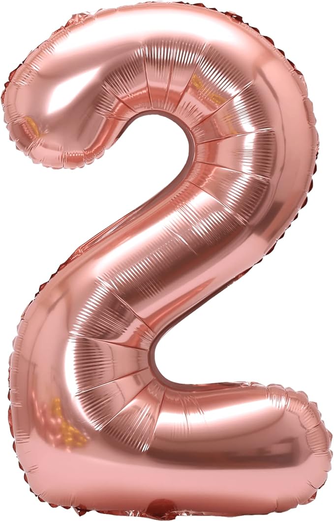 40 Inch Large Foil Helium Number Balloon Birthday Wedding Party 0-9 (Rose Gold, 2)