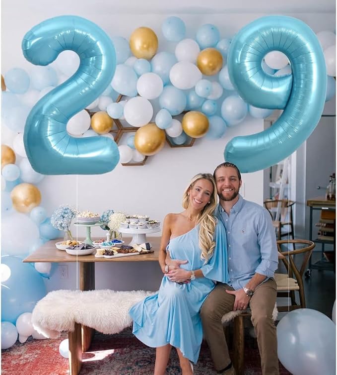 Pearlescent Blue Number 3 Balloon 40 Inch, 3 Balloon Number, 3rd Birthday Decorations, Pearlescent Blue Party Supplies for Boys Girls