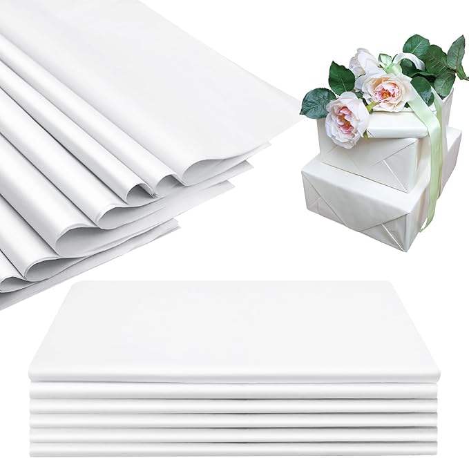 RYKOMO 200 Sheets 20 x 30 Inch Acid Free Tissue Paper for Storage, Unbuffered No Acid White Tissue Paper for Crafts for Gift Wrapping New Year Party Festival Mother's Day Decor and DIY