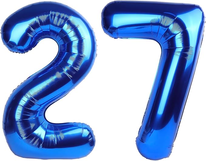 Navy Blue Number 27 Balloon 40 inch, 27 Number Balloons, 27th Navy Blue Birthday Decorations, 27 Year Old Women Men Blue Party Supplies