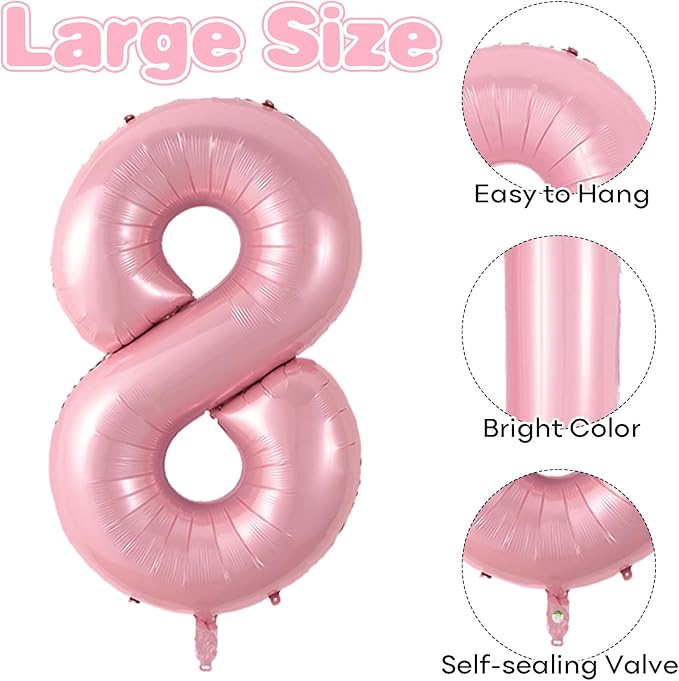 Pink 18 Balloon Number 40 Inch, Large Pearl Pink Number 18 Balloon, Light Pink 18 Balloons Foil Helium 18 Birthday Balloons for Girls Women 18th or 81st Year Old Birthday Party Decorations Anniversary