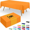 Smiry Disposable Table Cloth - 6 Pack, 54 x 108 Inch Waterproof Rectangle Tablecloths for Parties, Decorative Plastic Table Cover, Leakproof & Sturdy, Orange