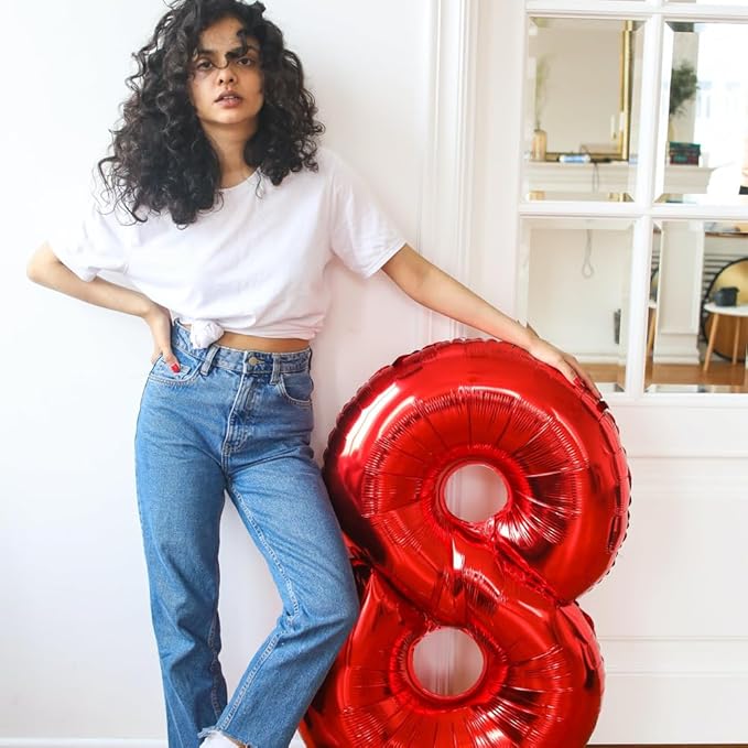 40 Inch Red Number 7 Balloon Large Red Foil Balloon Red 7 Balloons Mylar Helium Balloon for 7th Birthday Party Decorations Girls Boys Baby Shower Wedding Anniversary Decoration