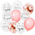 Engagement Party Balloons HE ASKED,SHE SAID Yes WE'RE ENGAGED Balloons Rose Gold Confetti Latex Balloon for Bridal Shower Engagement Bachelorette Wedding Party Decoration