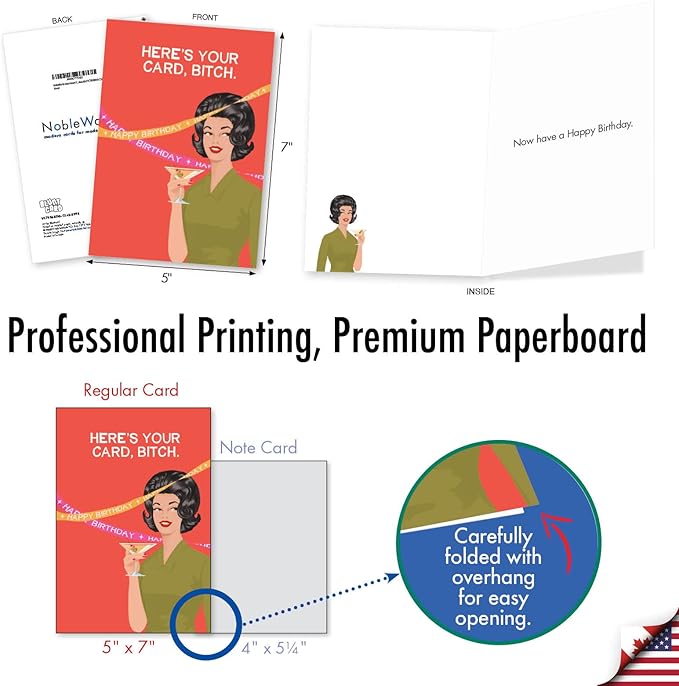 NobleWorks Assortment Pack of 3 Funny Birthday Greeting Cards with Envelopes (3 Designs, 1 Each) Blunt and Beautiful VC7956BDG-C1x3