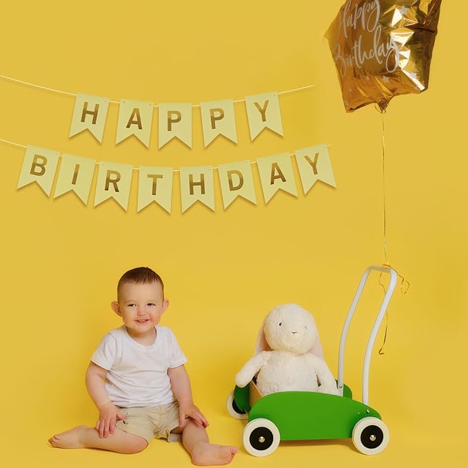ZHENGYE Happy Birthday Banner Yellow Birthday Decoration Sign Birthday Party Decorations Supplies