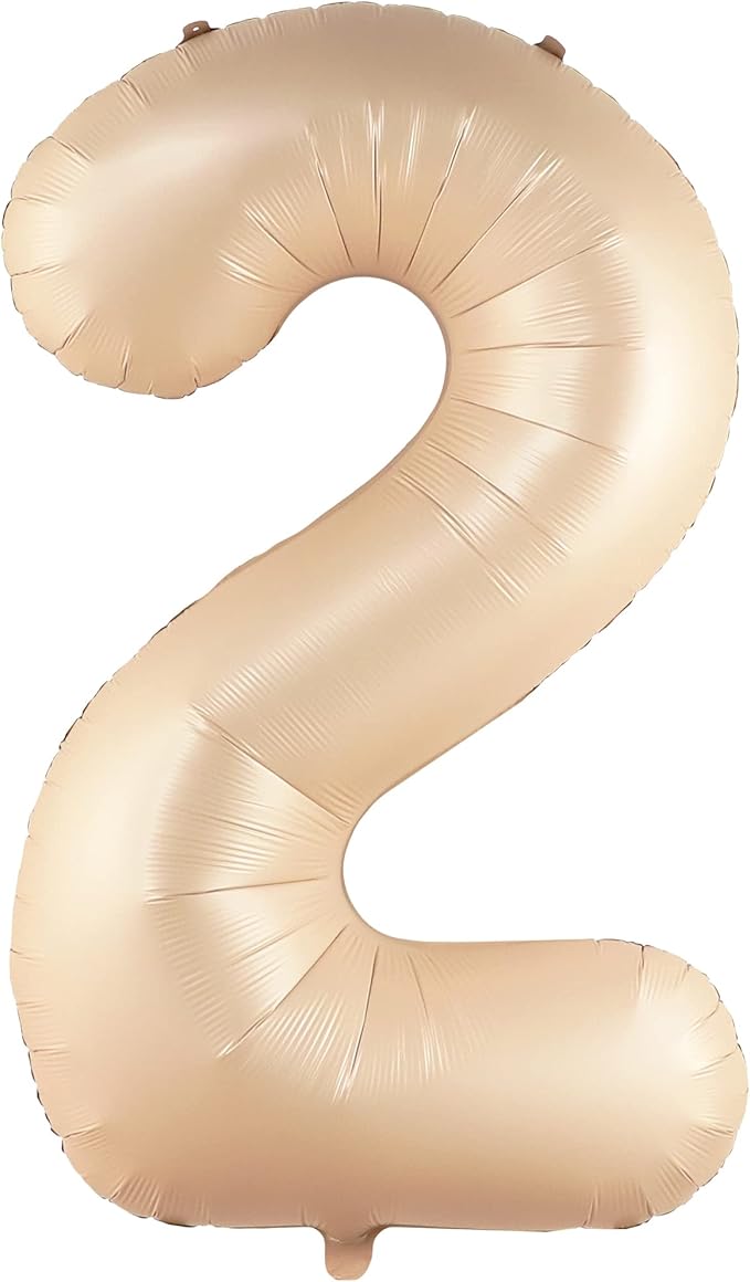 KatchOn, Huge Caramel 2 Balloon Number - 40 Inch, Two Groovy Balloons | Retro Number 2 Balloon for Party Decorations Boy | Number Two Balloon | Groovy 2nd Birthday Decorations for Girl