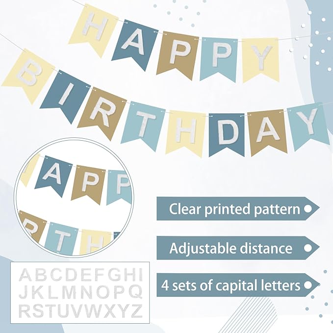 139 Pcs Felt DIY Custom Banner Kit Include 104 Letters 18 Swallowtail Flags 15 Pennants 2 Pcs Pom Pom Garland Tassel Pompom Decoration for Home Baby Shower Birthday(Blue)