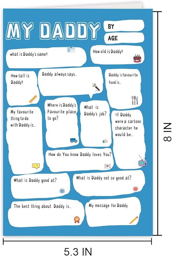 UUEFKTN Cute Daddy Birthday Card Gift from Son Daughter Kids Toddler Wife, Dad Birthday Gift Ideas, Funny Diy Fathers Day Card from Son Daughter Kids Wife, Best Daddy Toddler Children DIY Cards