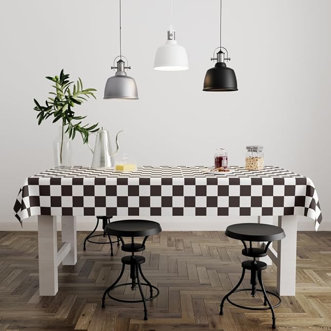 3 Pack Black and White Checkered Tablecloths Race Car Theme Tablecloths for Motor Racing Birthday Party Decorations, 54" x 108